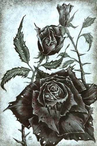 A Garden of Blackred Roses, painting by Jill Bauman (Kirby McCauley)