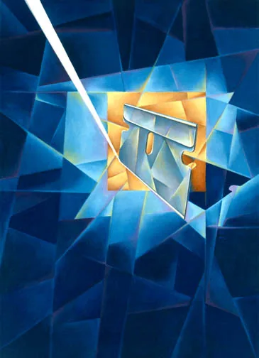 Edgeworks 1: Over the Edge & An Edge in My Voice, painting by Jill Bauman (Harlan Ellison)
