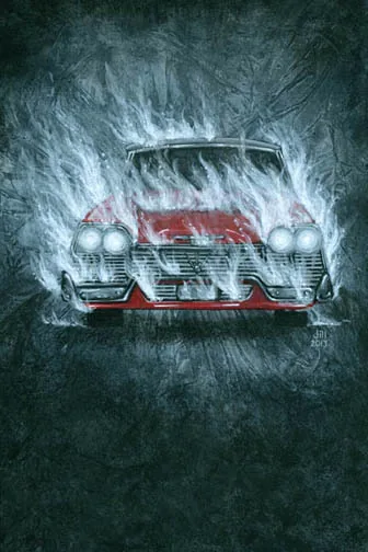 Fiery Christine, painting by Jill Bauman (Stephen King)