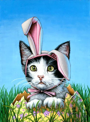 KittyBunny, painting by Jill Bauman