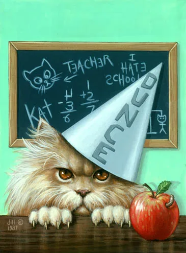 KittyDunce, painting by Jill Bauman