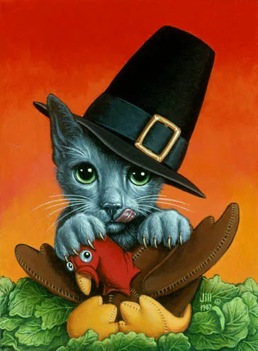 KittyTurkey, painting by Jill Bauman