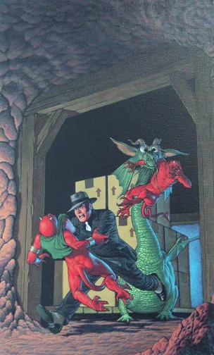 M.Y.T.H. Inc. Link, painting by Walter Velez (Robert Asprin)