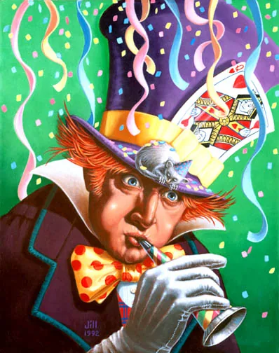 Mad Hatter Madness, painting by Jill Bauman (Paul Di Filippo)