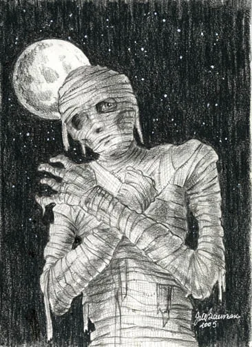 Mummy Moon (Drawing), painting by Jill Bauman