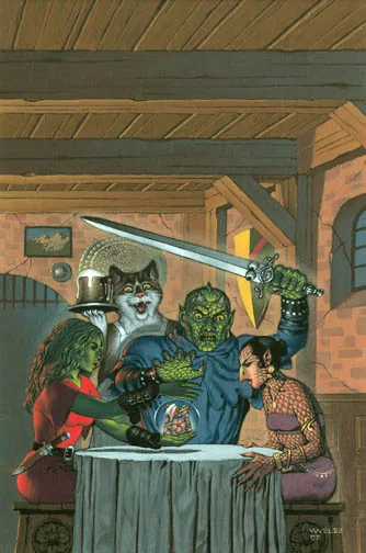 Myth-Gotten Gains, painting by Walter Velez (Robert Asprin & Jody Lynn Nye)