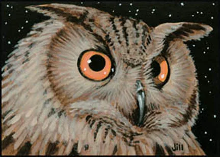 Owl, painting by Jill Bauman