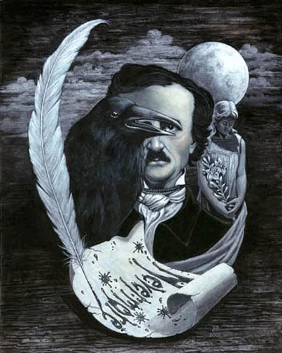 Poe 1, painting by Jill Bauman (Edgar Allan Poe)
