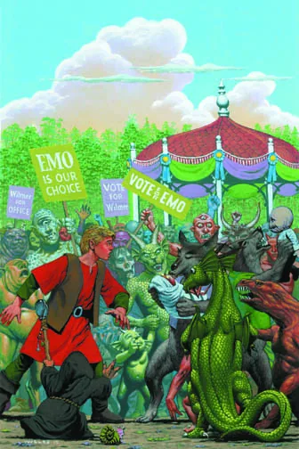 Robert Asprin’s Myth-Quoted, painting by Walter Velez (Jody Lynn Nye)
