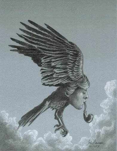 The Deathbird (Drawing), painting by Jill Bauman (Harlan Ellison)