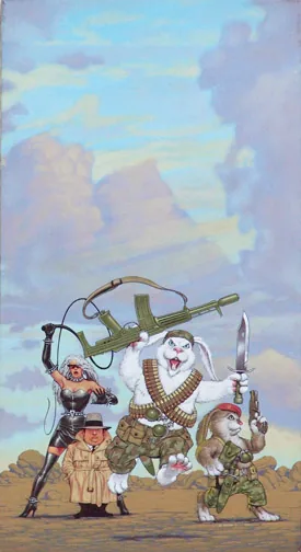 The Revenge of the Fluffy Bunnies, painting by Walter Velez (Craig Shaw Gardner)